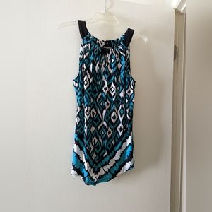 INC Handkerchief Tank Top, Teal & Black, Large